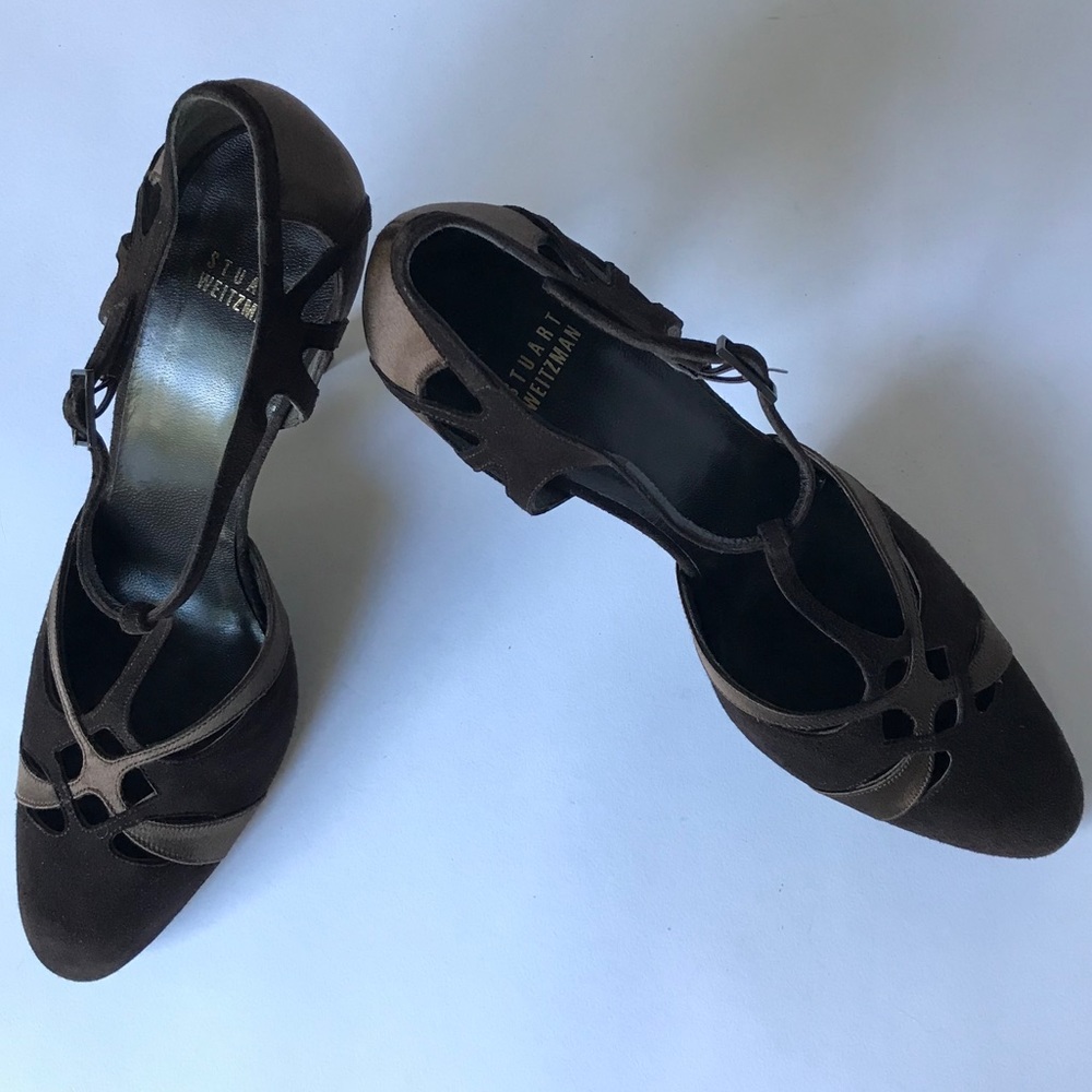 Stuart Weitzman Getty Silk + Suede Heel - Size 10